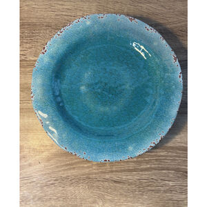 Pier 1 Imports Set 6 Carmelo Melamine Dinner Plates 11 " Teal Blue Crackle
